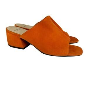 Vagabond Shoemakers Slide Mule Sandals 40 Orange Suede Piper Block Heel Open Toe